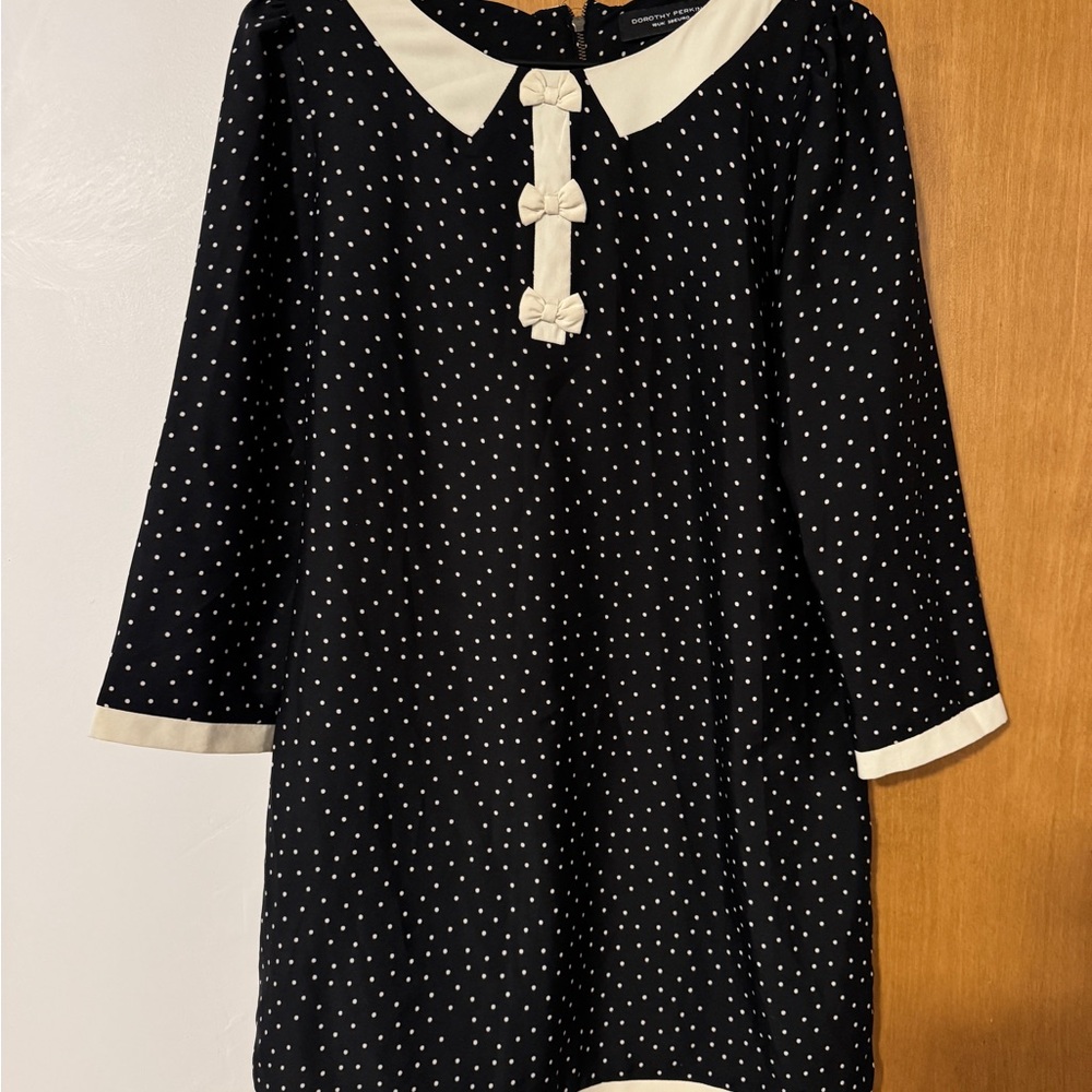 Dorothy Perkins Black and Cream Polka Dot Shift Dress